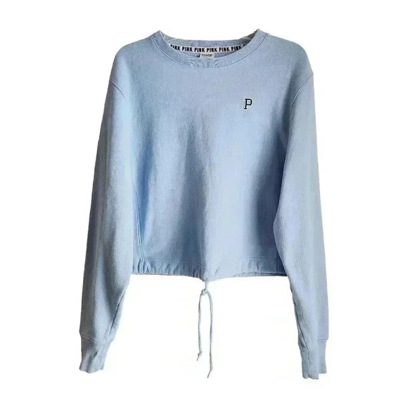 PINK Victoria’s Secret Sweatshirt M | Navy Pullover Crew Neck Embroidered P - Picture 3 of 14